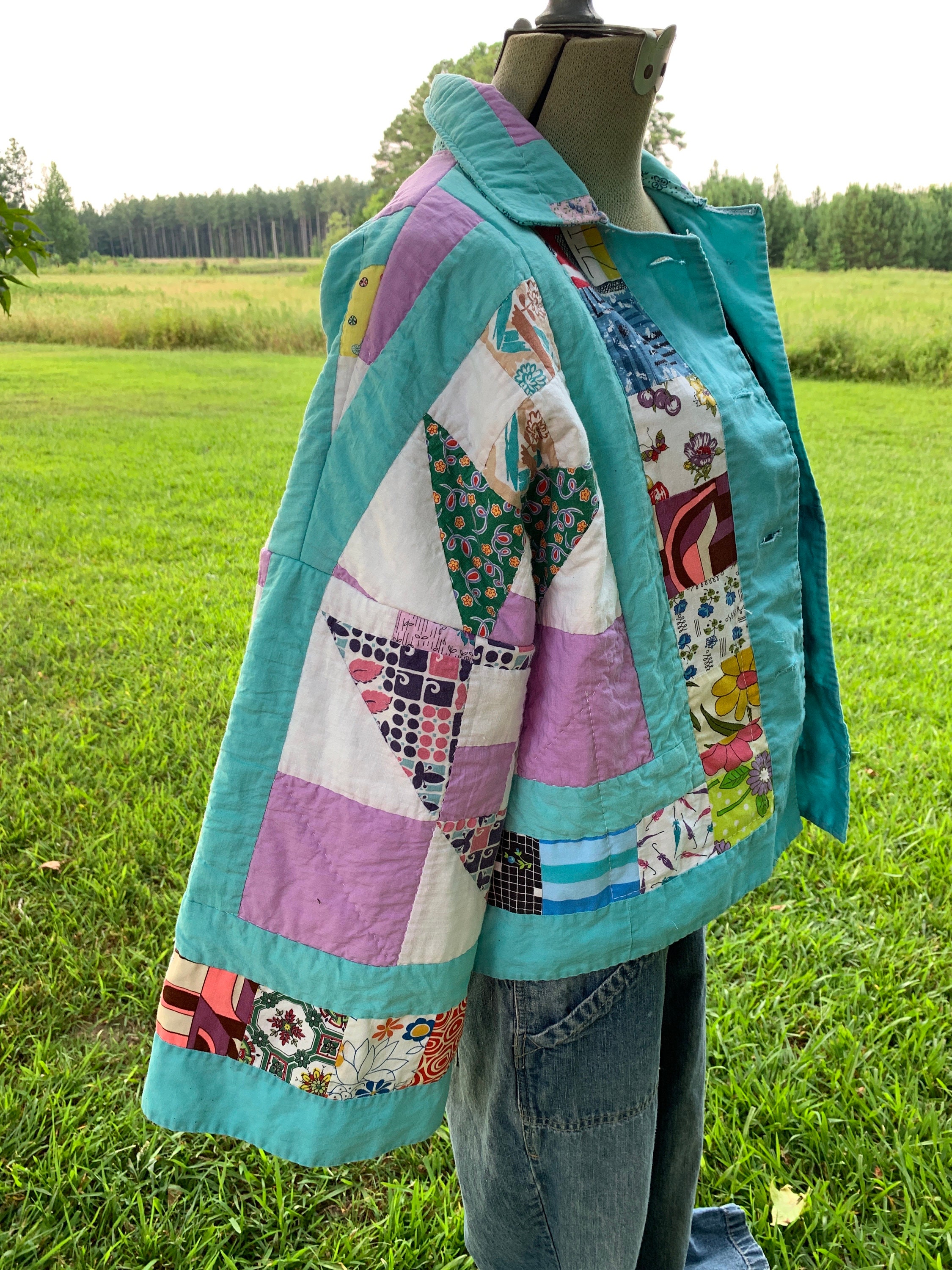 Quilt Jacket Made From Vintage Handmade Patchwork Quilt Quilt Jacket Made From Vintage Handmade Patchwork Quilt