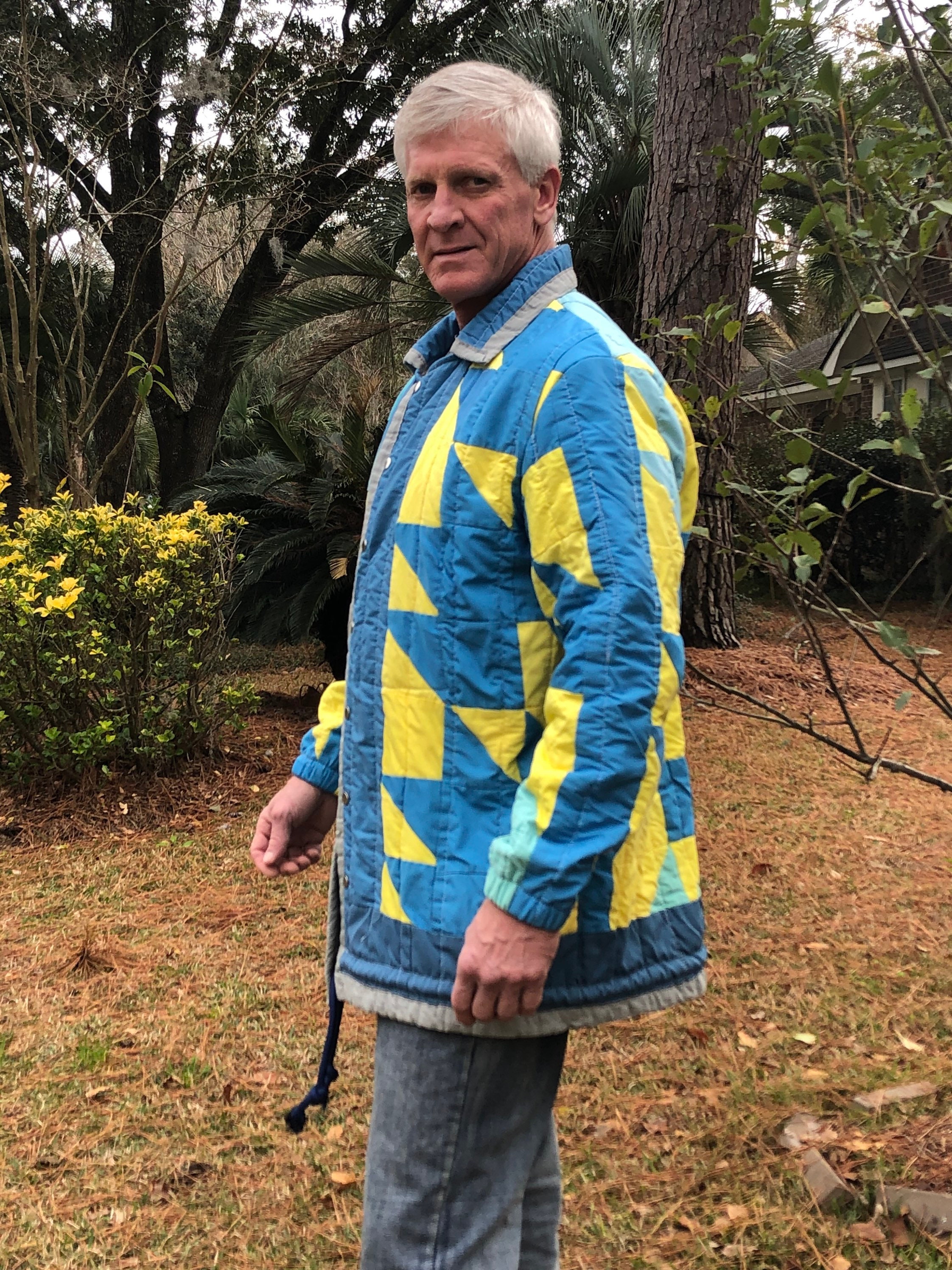 Men's Quilt Coat Jacket Made With Vintage Handmade Quilt Men's Quilt Coat Jacket Made With Vintage Handmade Quilt