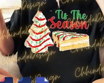 Tis The Season PNG Svg, Christmas Tree Cakes Clipart, Little Debbie Snack Cake Graphic, Retro Holiday Sublimation, Digital File for Shirt