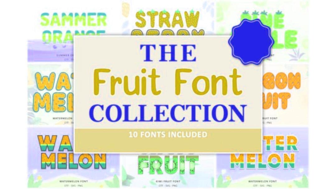 Fruit Collection Font| Sale| Vintage Canva Fonts| Cricut Silhouette ...