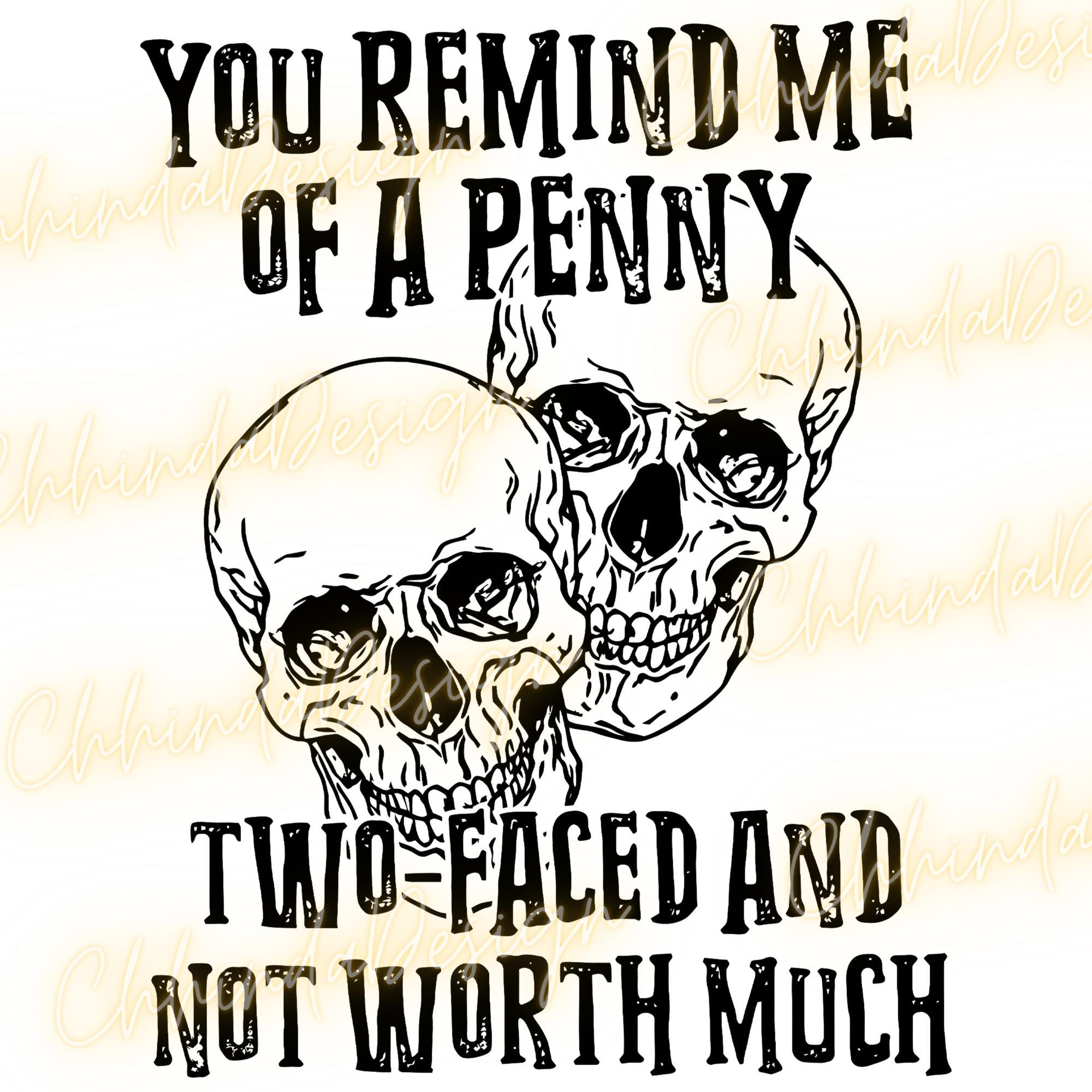 Skull Rude You Remind Me of A Penny PNG Svg for Circut, Rude Humor Skull Clipart ...