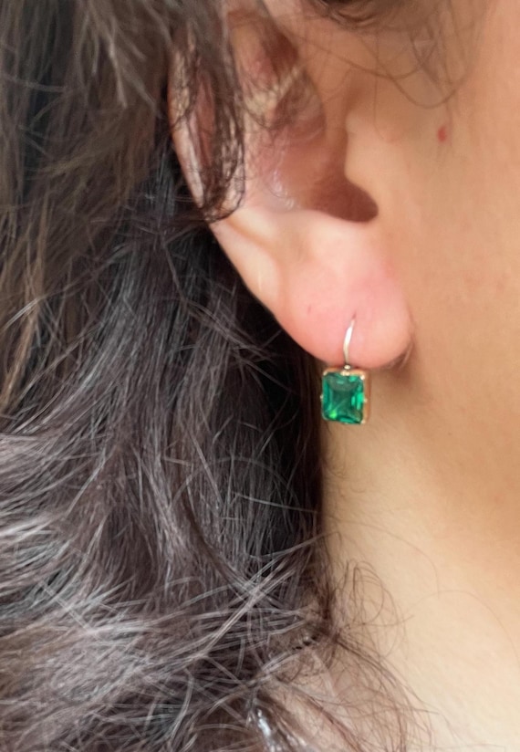 ANTIQUE Georgian Emerald Paste Conversion Earring… - image 6
