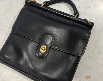 VINTAGE Coach Bag - WILLIS Black Leather