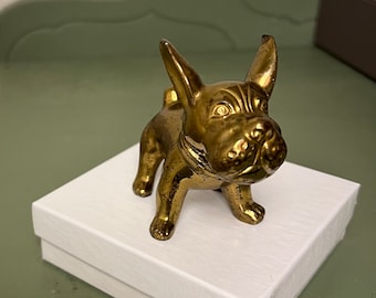 ANTIQUE Art Deco Jennings Brothers French Bulldog Dog Figural Brass Sculpture