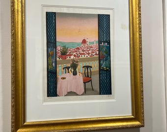 VINTAGE Fanch Ledan Limited Edition Serigraph Print, "COCKTAILS in FLORENCE", Signed Numbered