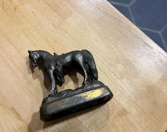 VINTAGE Bronze Miniature Western Saddle Horse Figurine Sculpture Unmarked