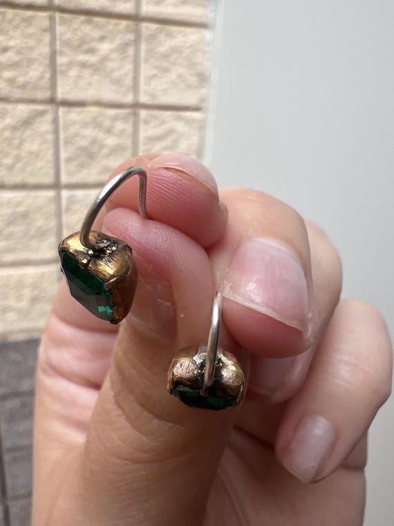 ANTIQUE Georgian Emerald Paste Conversion Earring… - image 8