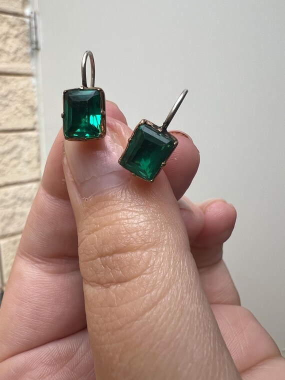 ANTIQUE Georgian Emerald Paste Conversion Earring… - image 7