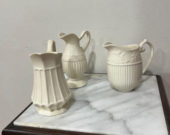 VINTAGE I. Godinger & Co. Ivory Porcelain Creamer Pitchers - Set of 3