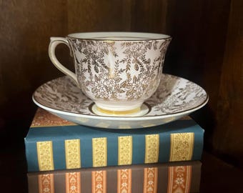 VINTAGE Colclough Bone China Gold Floral Chintz Tea Cup Saucer