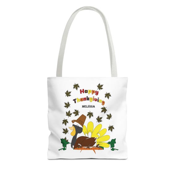 Personalized Thanksgiving Tote Bag: Turkey Pumpkin Design UK