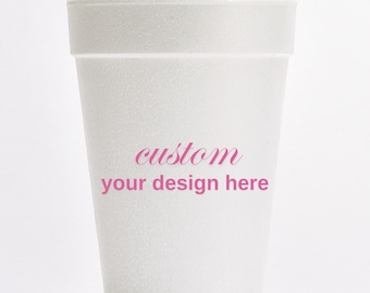 Custom 20oz Styrofoam Party Cups with Waterproof Stickers | Sets of 9 | Personalized Cup Designs for Parties, Weddings & Events