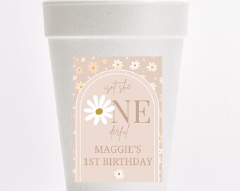 Personalized Foam Cups, First Birthday Cups, Isn’t She ONEderful!