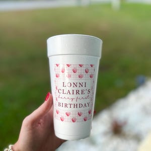 Personalized Foam Cups, Birthday Cups, Berry First Birthday!
