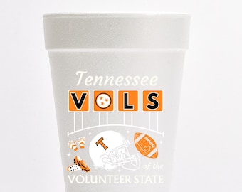 Tennessee Football Tailgate Styroporbecher | Go Vols Gameday Trinkgefäß | Rocky Top Party Tassen | Schwesternschaft Tassen | Brüderlichkeit Tassen