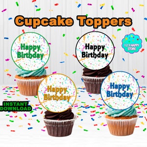 Geburtstag Cupcake Toppers - Happy Birthday Cupcake Toppers - Sofortiger Download