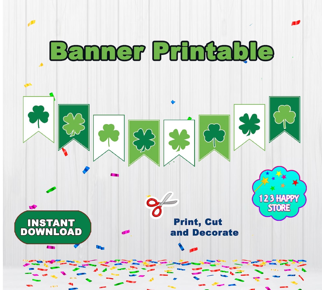 Shamrock Banner, St. Patrick's Day Banner Printable, Instant Download ...