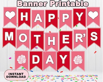 Happy Mother's Day Banner, Happy Mother's banner, Moederdag afdrukbare banner, Mothers Day Banner Garland instant download