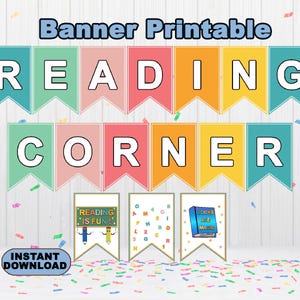 Reading Corner Banner printable, Reading Banner, instant download