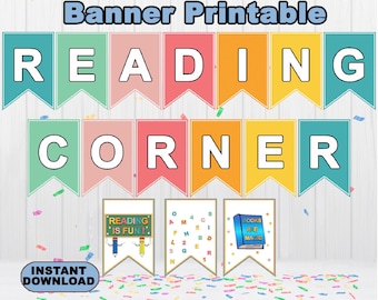 Banner para rincón de lectura imprimible, Banner de lectura, descarga instantánea