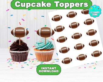 Fußball Cupcake Toppers, Ball Fußball Geburtstag Cupcake Toppers, sofort Download