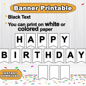 Druckbare Geburtstagsbanner einfach, sofortiger Download, Happy Birthday Banner