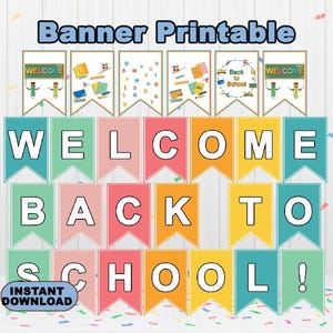 Welcome Back to School Banner, Printable welcome Back to School Banner, Classroom decor, Instant download
