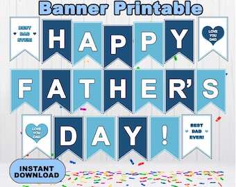Happy Father's Day Banner, Happy Fathers banner, Father's printable banner, Fathers Day Banner Garland instant download