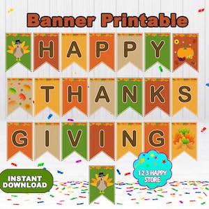 Thanksgiving Banner, Happy Thanksgiving Banner, instant download