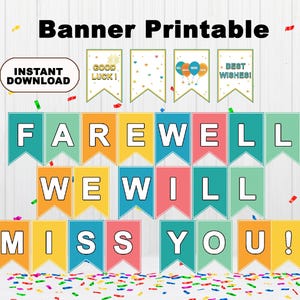Farewell Banner Printable, We Will Miss You Banner, Printable Banner Farewell, Instant download