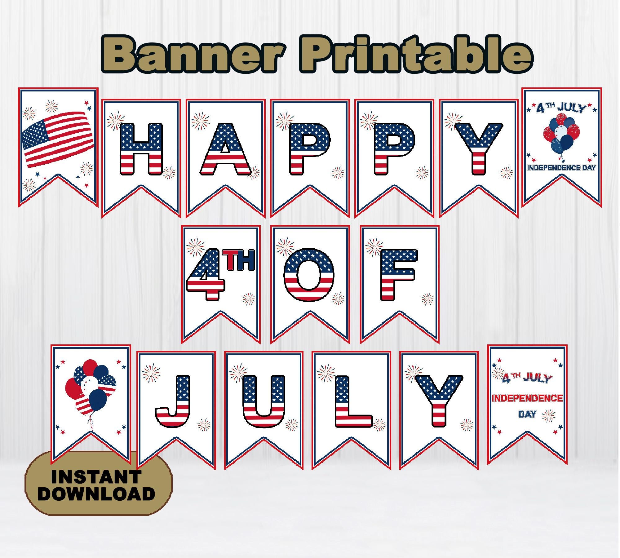 YQUQWN 4. Juli Banner – Fertig Aufgehängt, Kein Basteln – Happy 4th Of July Deko Für Draußen, Patriotisch