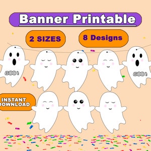 Cute Halloween Ghost Banner Garland Printable instant download