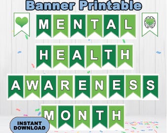 Mental Health Awareness Banner printable, Mental Health Matters Banner, Instant download