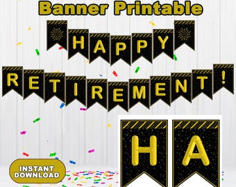 Wimpelkette „Happy Retirement“ – Gold-Glitzer Buchstaben, 2 M Lang, Zum Selbst-Auffädeln, Für Ruhestandsparty
