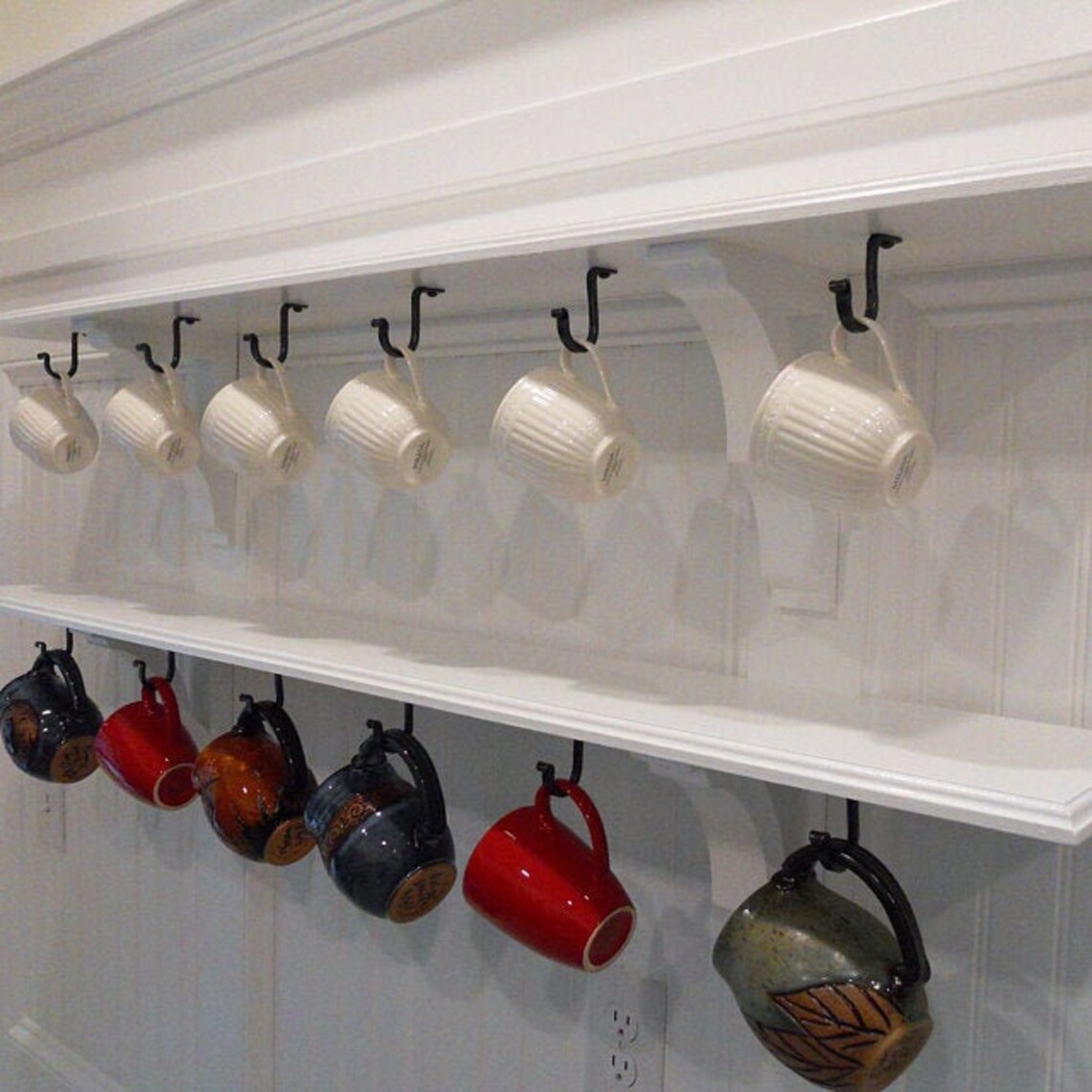 Coffee Cup Hook Under Shelf Black Metal Hook Rustic Under Etsy