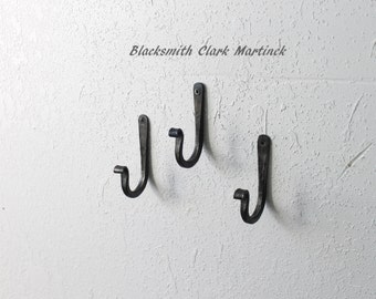 Rustic wall hook, unique hooks, metal coat hook, iron hook, coat hooks, wall hooks set of 3 stocking hooks
