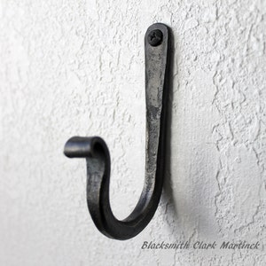 Single Wall hook, black metal hook, blacksmith hook, wall hook for your coat, coat rack,rustic hook, iron hook, decorative hook