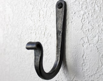 Single Wall hook, black metal hook, blacksmith hook, wall hook for your coat, coat rack,rustic hook, iron hook, decorative hook