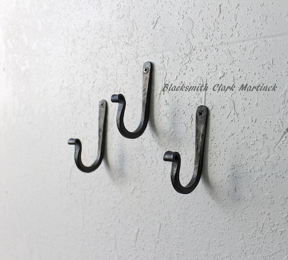 Single Wall Hook, Black Metal Hook, Blacksmith Hook, Wall Hook for