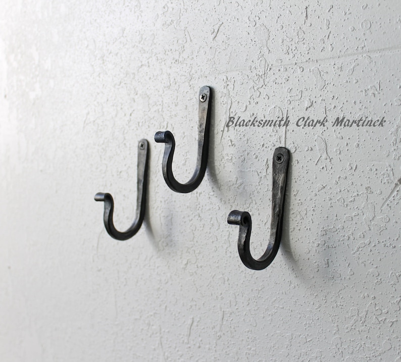 Single Wall Hook Black Metal Hook Blacksmith Hook Wall Hook Etsy