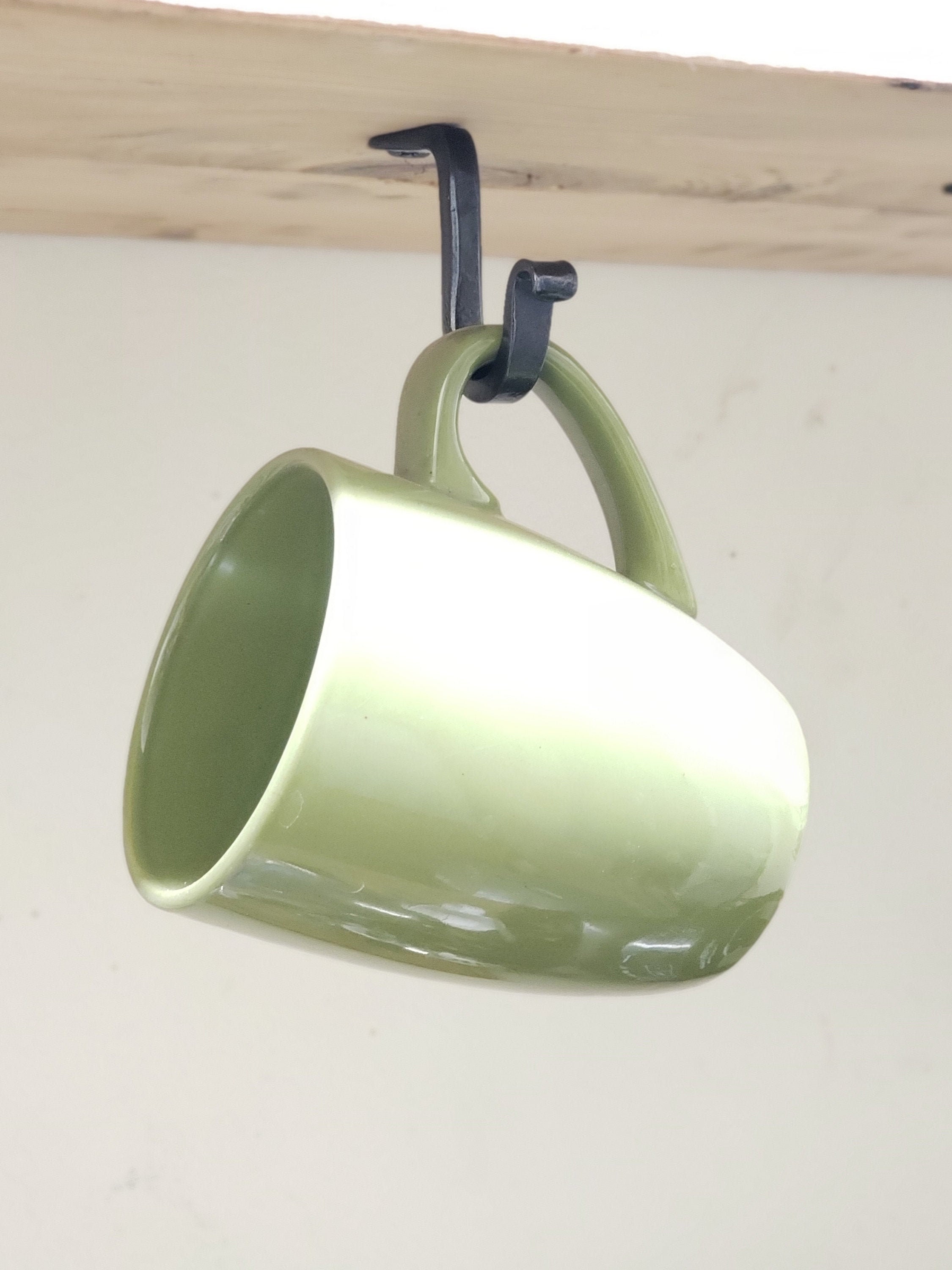 Cup Hooks, chunky iron, Under Shelf hanging, Black hooks