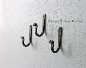 Set of 3 rustic wall hooks, iron hooks, home decor, blacksmith made hook, decorative metal hook, black metal hook, kitchen hooks, pot rack