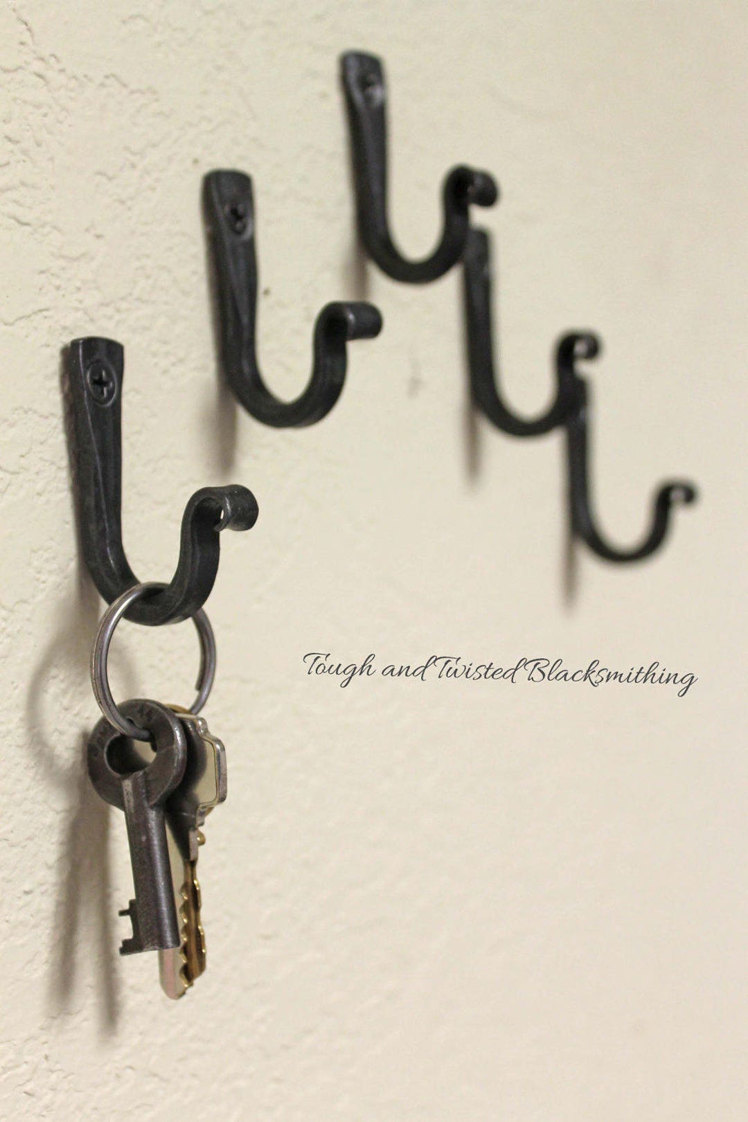 Cup Hooks, chunky iron, Under Shelf hanging, Black hooks