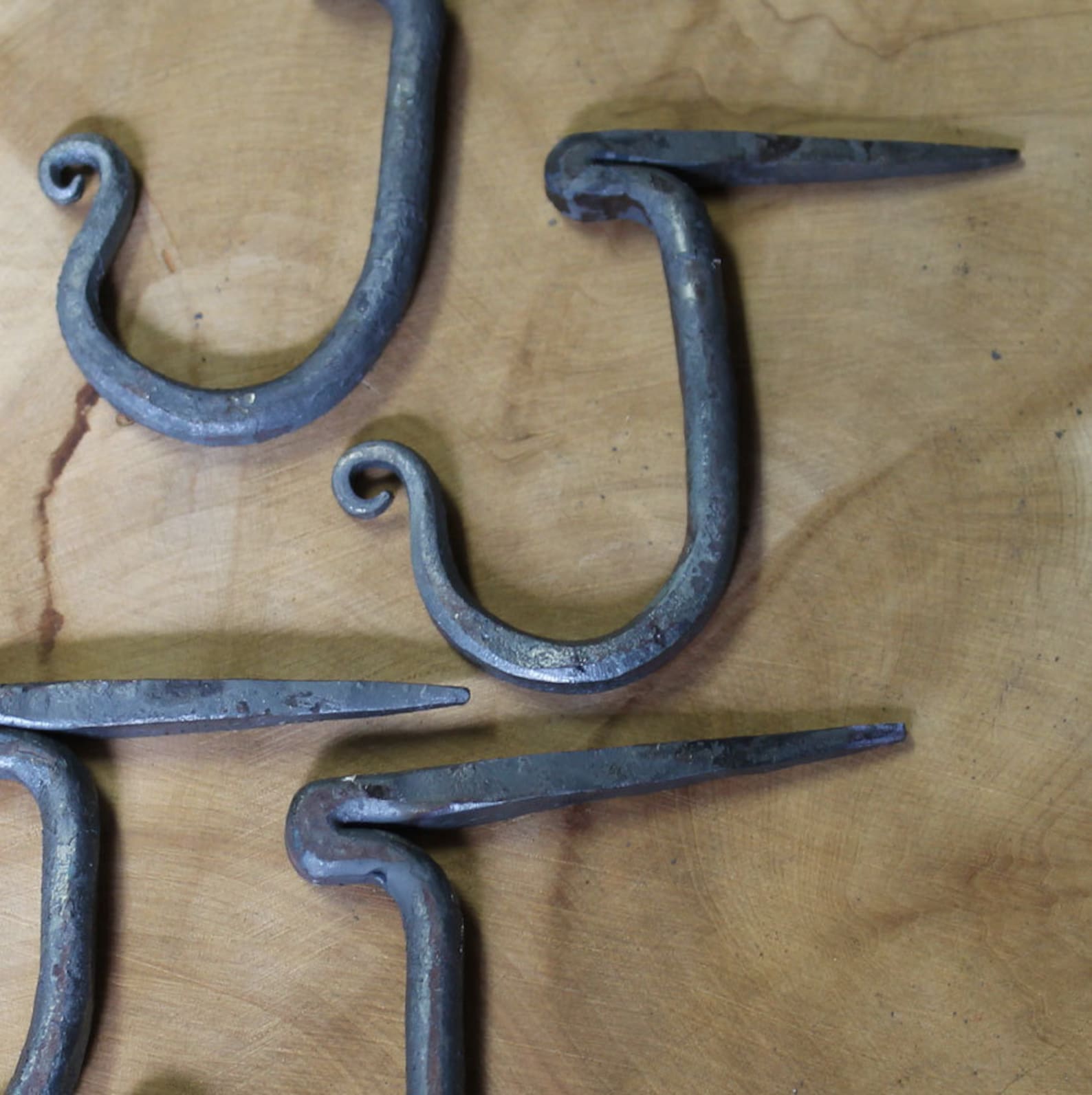 Traditional blacksmith hooks Set of 4 Drive Hooks Etsy