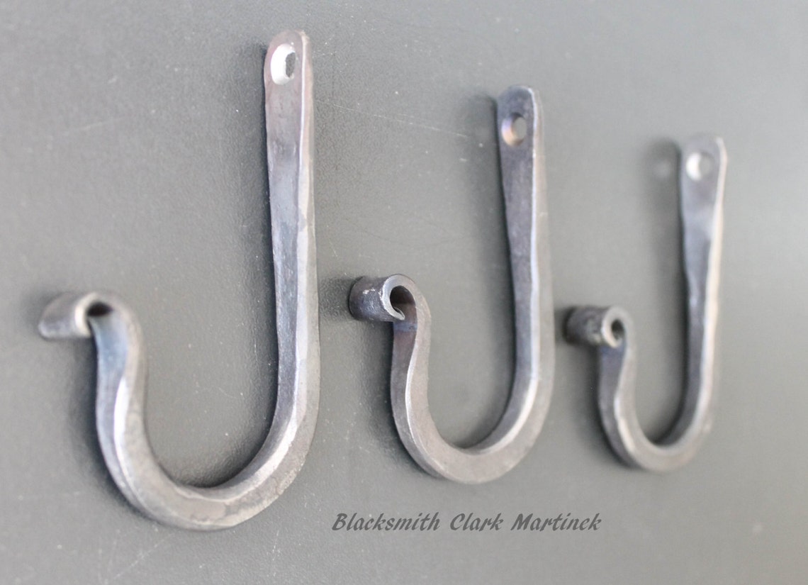 Single Wall Hook Black Metal Hook Blacksmith Hook Wall Etsy