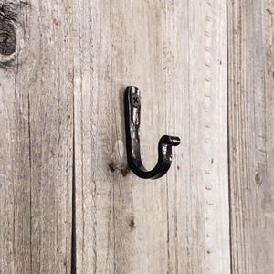 Dog leash hook or key holder, small hand forged key hanger, blacksmith, hook, wall hook, jewelry hook, black hooks, farmhouse decor
