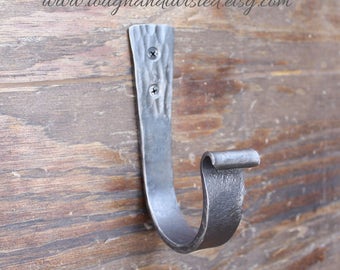 Extra Large Decorative Wall Hook, Hand forged Black Metal Hook, Iron Hook Made by Blacksmith, Rustic Hook, Utility Hook