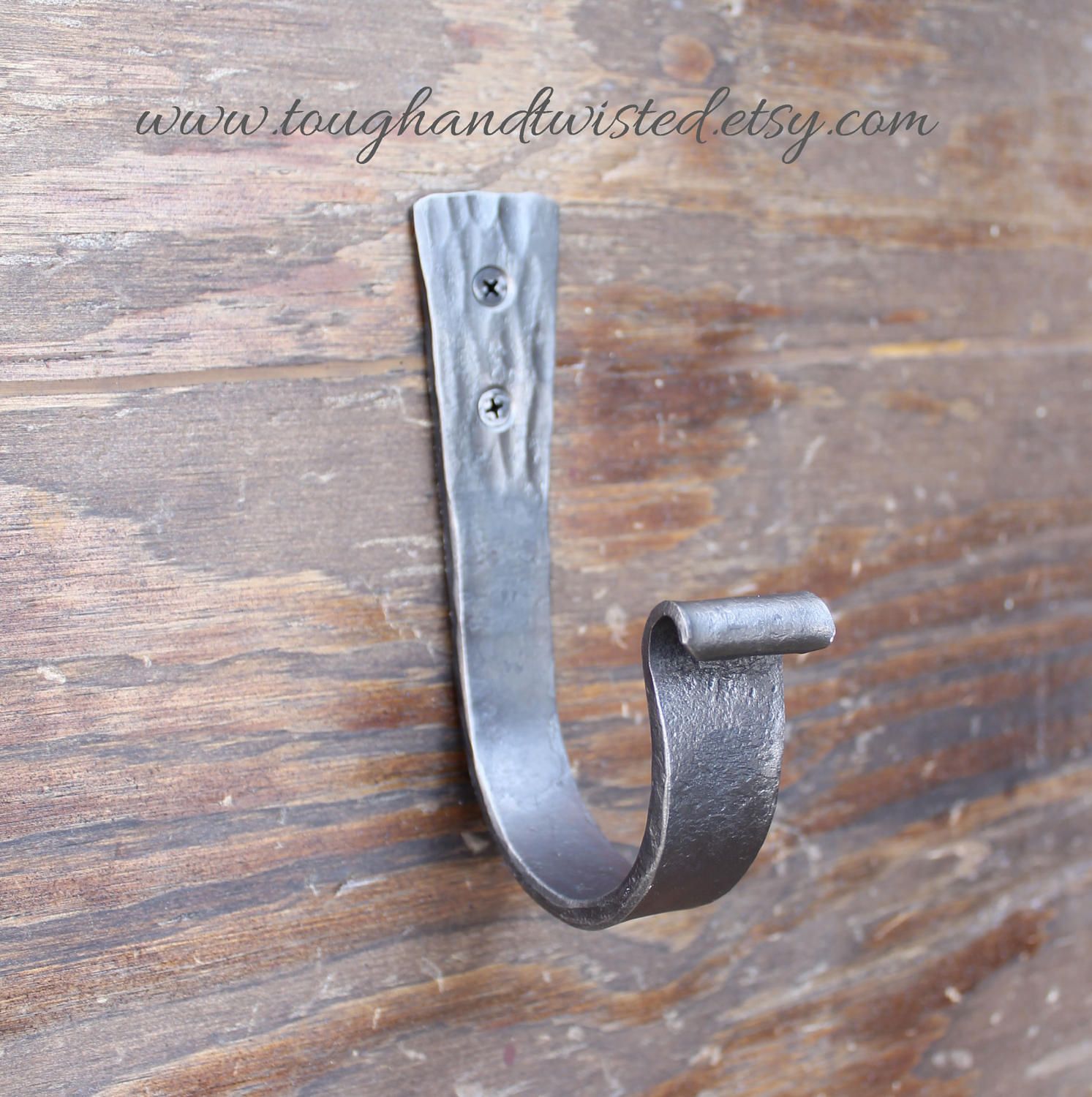 Extra Large Decorative Wall Hook Hand Forged Black Metal Hook