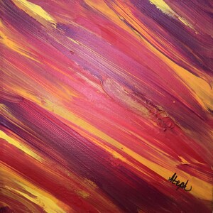 Red Blur, 10x10 Square Original Abstract Acrylic Painting on Stretched Canvas