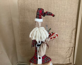 PRIMITIVE, FOLKART SANTA, Christmas Decoration, Prim Holiday Deocr, Santa Doll